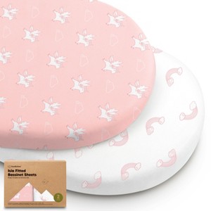 KeaBabies Bassinet Sheet for Baby Girls, Boys, 2-Pack Isla Fitted Bassinet Sheets, Bassinet Mattress Sheets - 1 of 4