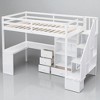 Twin Size Loft Bed with L-Shaped Desk, Drawers, Cabinet and Storage Stairs, Space-Saving Wood Frame for Kids - 4 of 4