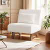 SEVOBAL Modern Upholstered Chair, Corduroy Reading Comfy Single, Robust Build Accent Armless Stripe Chair with Wooden Leg, White, 29.53"*31.5"*32.68" - 2 of 4