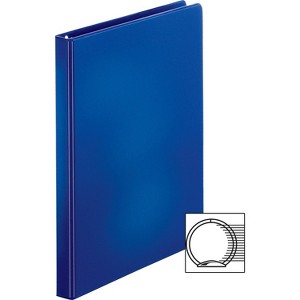Business Source Round Ring Binder w/ Pockets 1/2" Dark Blue 28525 - 1 of 4