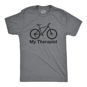 Mens My Therapist Bicycle T shirt Funny Biking Cycling Outdoors Graphic Tee - Crazy Dog Men's T Shirt - 1 of 4