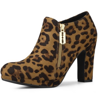 Allegra K Women's Platform Round Toe Chunky Heels Ankle Booties
