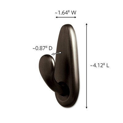 Large Oil Rubbed Bronze Metal Outdoor Hook with Adhesive Strips
