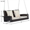 SKRAN 2-Person Wicker Hanging Porch Swing with Chains, Cushion, Pillow, Rattan Swing Bench for Garden, Backyard, Pond (Brown Wicker, Beige Cushion) - 3 of 4