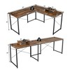 Costway L-Shaped Reversible Computer Desk 2-Person Long Table w/Monitor Stand - image 2 of 4