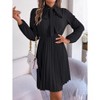Clearlove Women's Tie-Waist Long Sleeve Dress with Pleated Skirt - 4 of 4