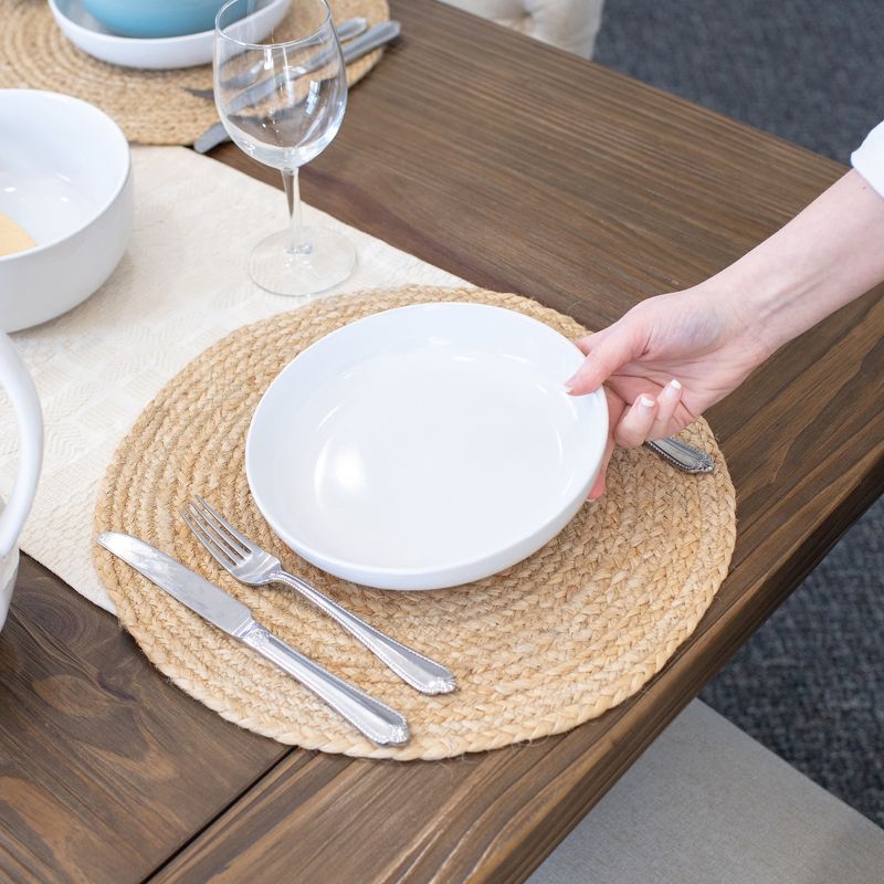 Elanze Designs Bistro Glossy Ceramic 8.5 inch Dinner Bowls Set of 4, White, 5 of 7