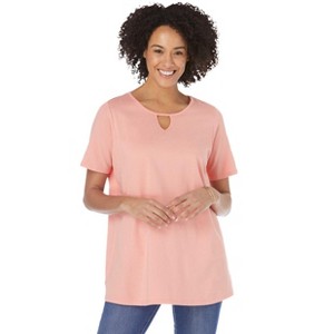 Woman Within Plus Size Perfect Short-Sleeve Keyhole Tee - 1 of 4