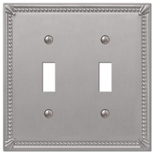 Amerelle Imperial Bead Brushed Nickel 2 gang Metal Decorator/Toggle Wall Plate 1 pk - 1 of 1