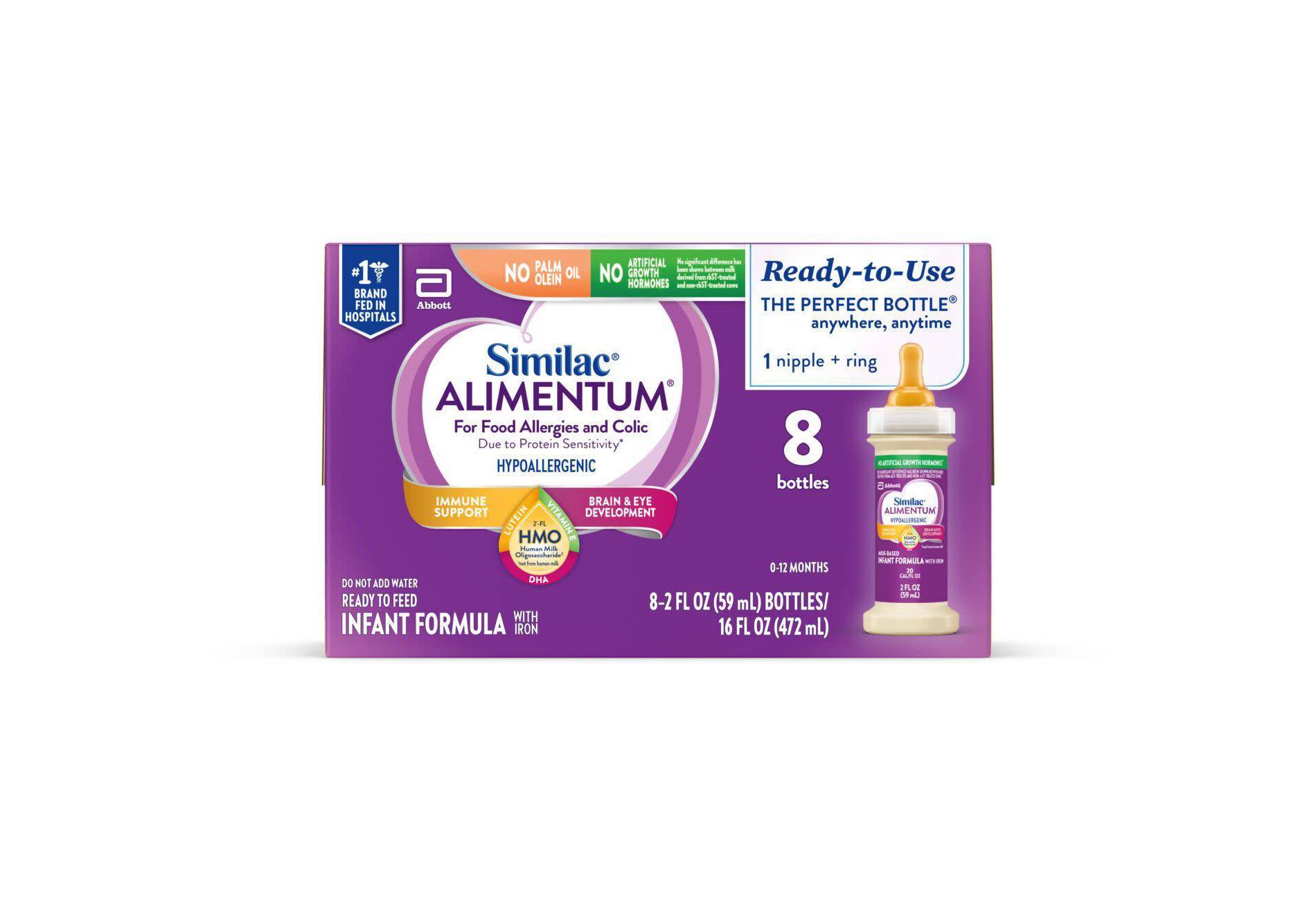 Similac Alimentum Ready to Feed Infant Formula Bottles - 2 fl oz Each/8ct