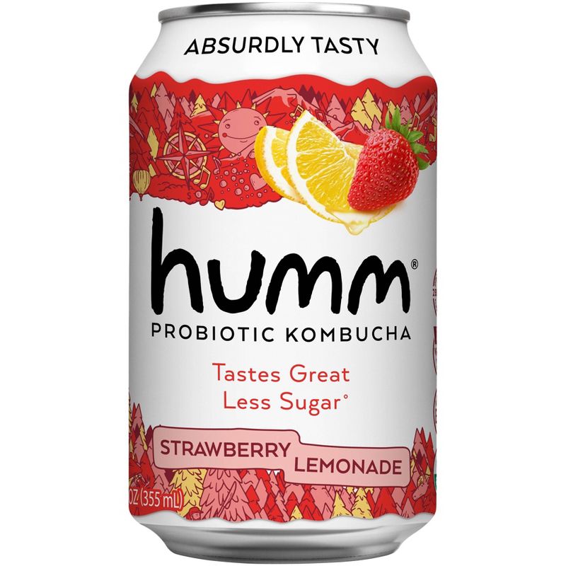 Humm Strawberry Lemonade Probiotic Kombucha - 12 fl oz, 1 of 4