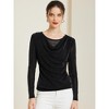Allegra K Women's Ruched Cowl Neck Long Sleeves Glitter Praty Club Top - 2 of 4