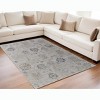 Ivory Taupe and Blue Floral Power Loom Worn Faded Area Rug With Fringe - 2 of 4