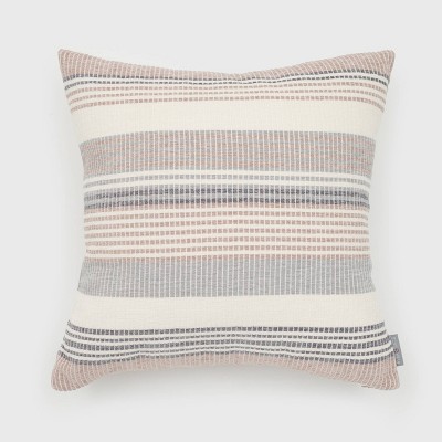 18"x18" Freja Striped Chenille Woven Square Throw Pillow Taupe - Evergrace