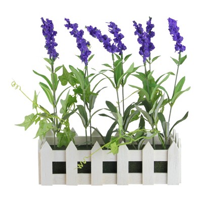 Northlight 11.75" Flowering Lavender Artificial Plant in Picket Fence Container - Green/Purple