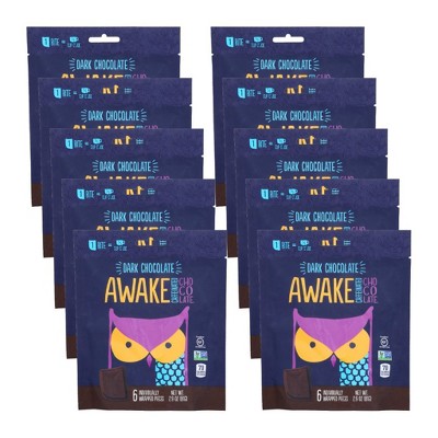 Awake Caffeinated Dark Chocolate Pieces Individually Wrapped - Case of 10/2.9 oz