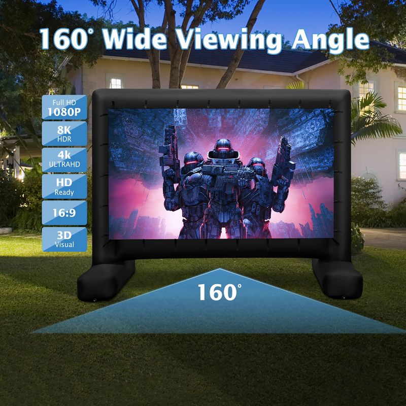 Tangkula 15 Ft Inflatable Movie Screen Outdoor Projector Screen w/ Air Blower Carry Bag, 3 of 11