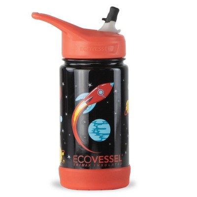 EcoVessel 12oz Frost Insulated Stainless Steel Kids' Water Bottle with Straw Top - Rocket