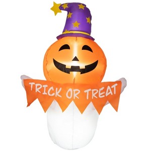 SEVOBAL Inflatable Holiday Decorations 3.4ft Holiday Window Sticker Ghost Patio Decoration for Garden, Lawn, Holiday Party, Orange, 6.3"*6.3"*4.7" - 1 of 4