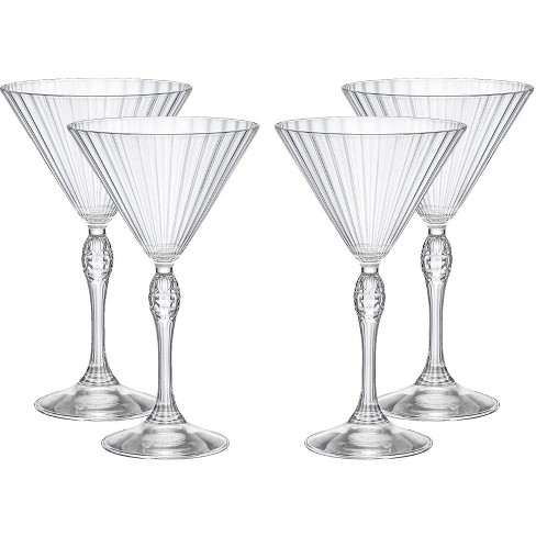 Viski Double Walled Cocktail Insulated Martini Cut Crystal  Design-Dishwasher Safe Borosilicate Glass 8.5oz Set of 2, Clear: Martini  Glasses