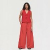 Coolmee Women's Sleeveless Striped Sweater Vests V Neck Front Tie Bow Crochet Knit Tank Tops Casual Loose Cardigan Cropped Vests S Red - 3 of 4