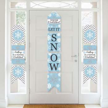 Big Dot of Happiness Winter Wonderland - Hanging Vertical Paper Door Banners - Snowflake Holiday Party & Winter Wedding Wall Kit - Indoor Door Decor