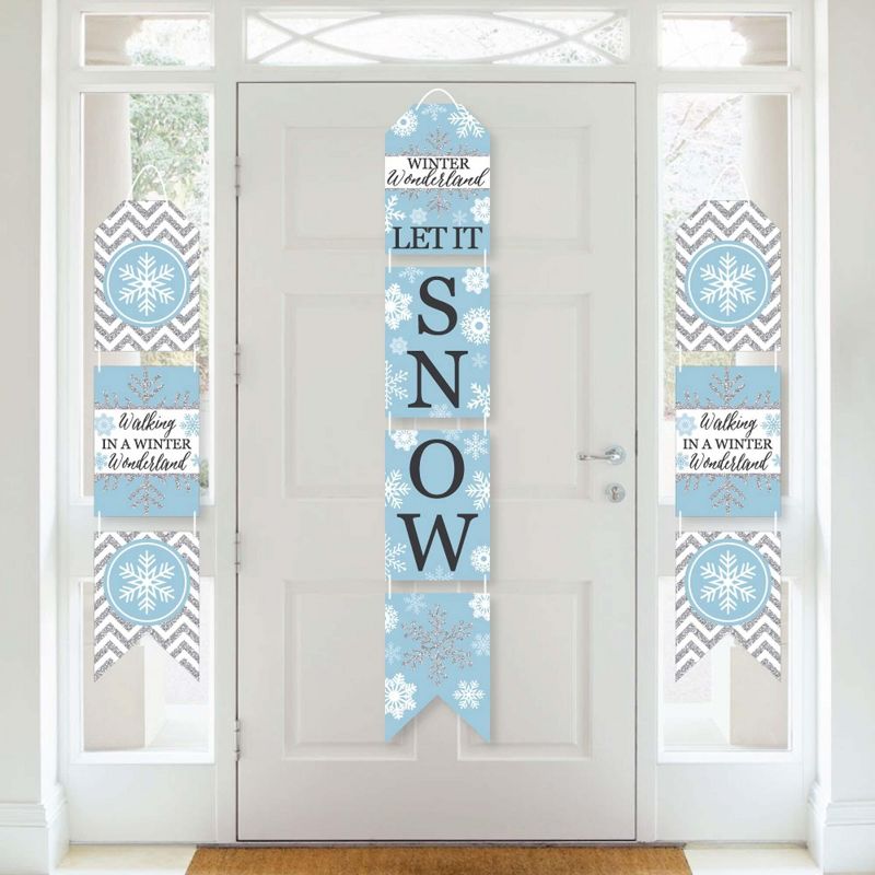 Big Dot of Happiness Winter Wonderland - Hanging Vertical Paper Door Banners - Snowflake Holiday Party & Winter Wedding Wall Kit - Indoor Door Decor, 1 of 8