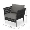 Patio Rope Club Chairs Set Of 2,Patio Arm Chairs  With Square Cushions And Metal Frame,Outdoor Woven Rope Backrest Kitchen Chair-Coolbibila - 4 of 4