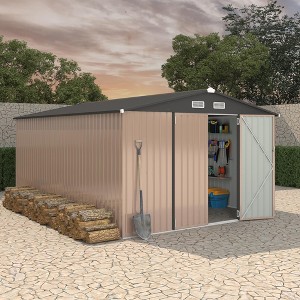 10x14 FT Commercial-Grade Metal Storage Shed - Extra Large Galvanized Steel Shelter with Lockable Doors & Air Vents - 1 of 4