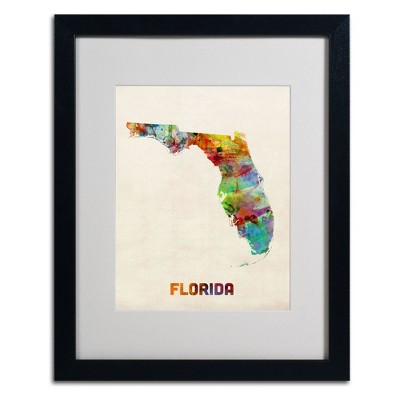 Trademark Fine Art -Michael Tompsett 'Florida Map' Matted Framed Art