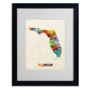 Trademark Fine Art -Michael Tompsett 'Florida Map' Matted Framed Art - 1 of 4
