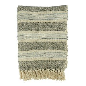 Saro Lifestyle Striped Throw Blanket With Fringed Edges, Gray - 1 of 4