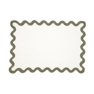 Saro Lifestyle 100% Linen Scallop Border Placemat (Set of 4) - 1 of 4