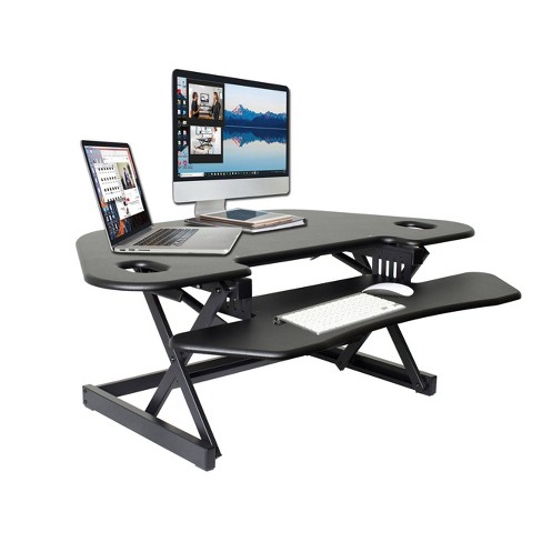 Height Adjustable Sit To Standing Corner Desk Riser Black
