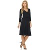 Rekucci Women's Slimming 3/4 Sleeve Fit and Flare Crossover Tummy Control Dress - 4 of 4