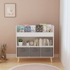 Racxily Kids Bookshelf with 3 Fabric Bins, Modern Children's Bookcase with Storage for Toys and Books, Toddler Book Organizer Shelf - 2 of 4