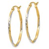 Black Bow Jewelry 2mm Twisted Oval Hoop Earrings in 10k Yellow Gold & Rhodium, 29mm - 2 of 4