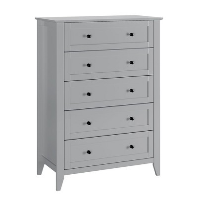 Wood Dresser for Bedroom, Chest of Drawers with 5 Drawer & Metal Handle