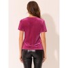 Allegra K Women's Baisc V Neck Velvet Short Sleeve T-Shirt - 3 of 4