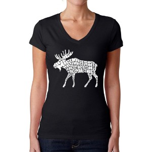 LA Pop Art Women's Word Art V-Neck T-Shirt - Moose - 1 of 4
