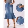 Allegra K Women's Fishtail Washed Midi Jean Bodycon Skirt - 2 of 4