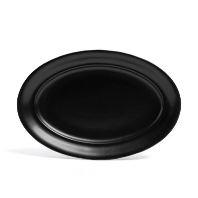 over&back Rimmed Oval Hand-Finished Stoneware Serving Platter Semi-Matte