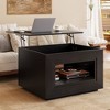 WOWLIVE Lift Top Coffee Table with Storage for Living Room, Square Wood Center Table with LED, 2-Tier Accent Cocktail Table Office Apartment - 2 of 4