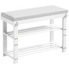 FONTOI 3-Tier Bamboo Shoe Rack Bench, Compact Storage Organizer Suitable for Entryway Bedroom Living Room Balcony, White, 11"*17.5"*27.5" - 2 of 4