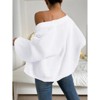 Womens Chunky Rib Knit Sweater Cardigan Open Front Lantern Sleeve Cardigan Comfy Cardigan,White - L - 2 of 4