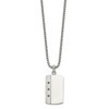 Chisel Stainless Steel Brushed and Polished Black Cubic Zirconia Dog Tag Necklace 20" Box Chain - 3 of 4