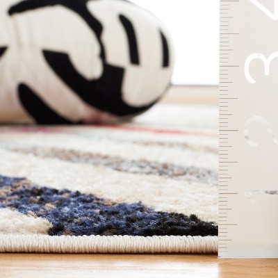 Ivory Multicolor Chevron Pattern Synthetic Area Rug