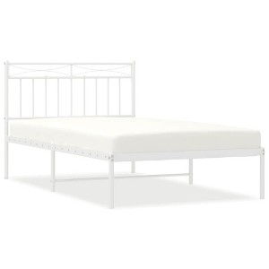 vidaXL Twin XL Metal Bed Frames with Headboard, Under Bed Storage, Noise Free, White, No Mattress - 1 of 4