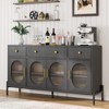 62" Large Sideboard Buffet with Storage, Modern Farmhouse Coffee Bar with 3 Drawers - 3 of 4