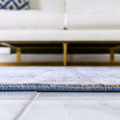 Oxfordshire Braided Edge 8' x 10' Blue Medallion Synthetic Rug